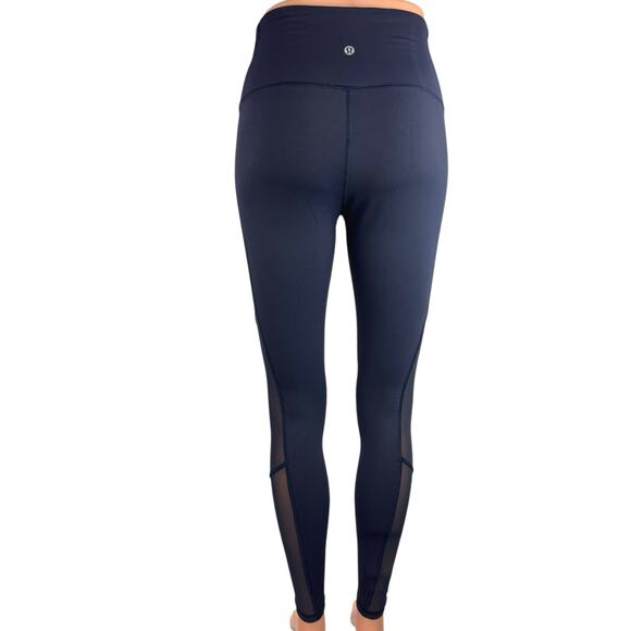 Lululemon Navy Blue Mid Rise Activewear Fitness Yoga Workout Tight Leggings Sz S - Picture 3 of 4